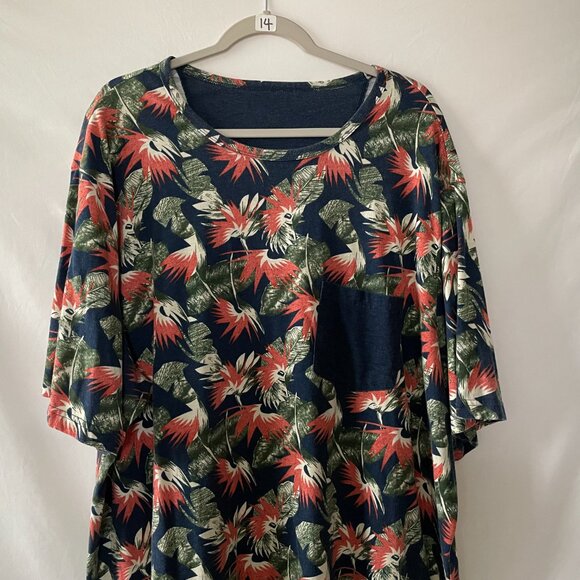 HB Mens Navy Blue Crew Neck Short Sleeve Leaf Print T-Shirt Size 3XLT Lot Of 2 - Picture 4 of 16